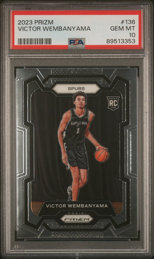 Graded 2023 Panini Prizm Victor Wembanyama #136 Rookie RC Basketball Card PSA 10 Gem Mint