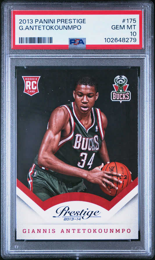 Graded 2013 Panini Prestige Giannis Antetokounmpo #175 Rookie RC Basketball Card PSA 10 Gem Mint