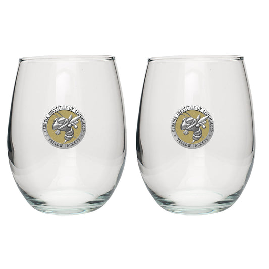 Georgia Tech Buzz Logo Stemless Goblets (Set Of 2)