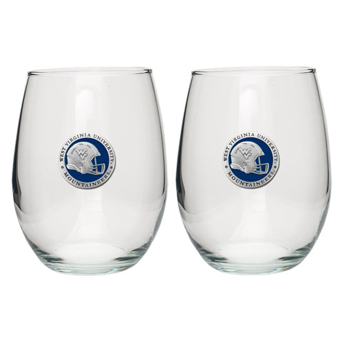 West Virginia University Helmet Stemless Goblets (Set Of 2)