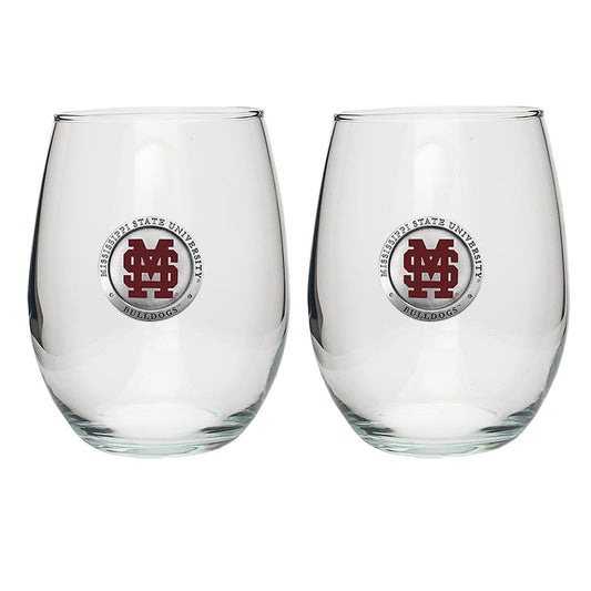 Mississippi State Baseball Logo Stemless Goblet (Set of 2)