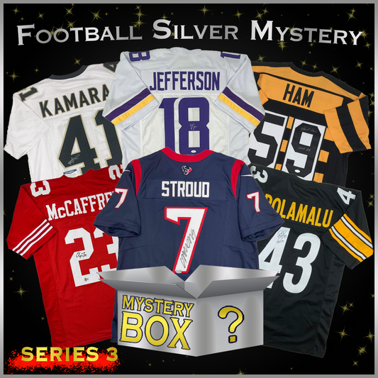Autographed/Signed Football SILVER Series 3 Jersey Mystery Box with PSA JSA or Beckett COA