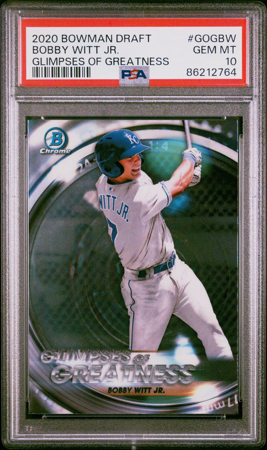 Graded 2020 Topps Bowman Draft Bobby Witt Jr. #GOGBW Glimpses of Greatness Rookie RC Baseball Card PSA 10 Gem Mint