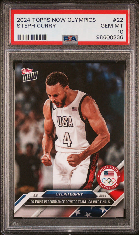 Graded 2024 Topps Now Olympics Steph Curry #22 Basketball Card PSA 10 Gem Mint