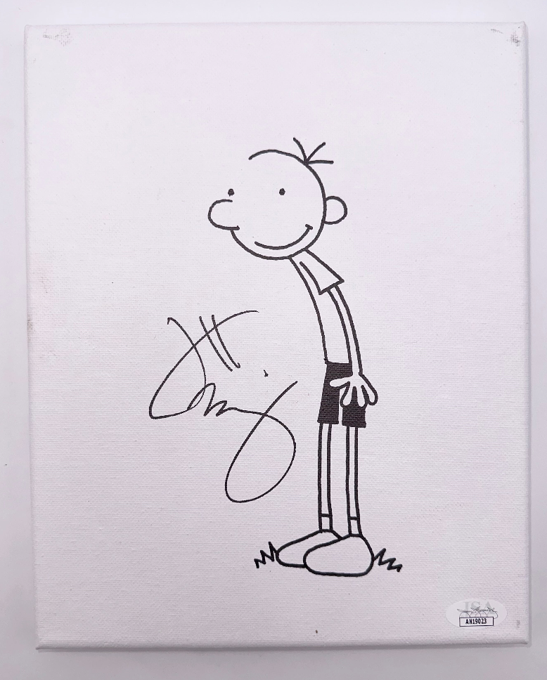 2x Jeff Kinney Autographed & Sketched Canvas Diary Of A Wimpy Kid 2 Canvases