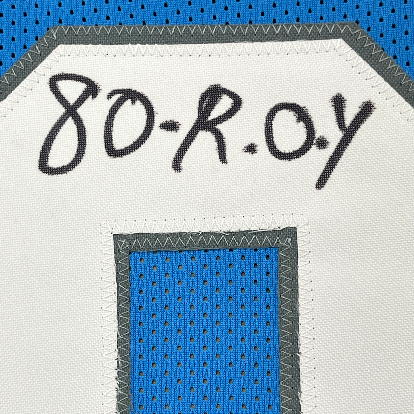 Framed Autographed/Signed Billy Sims 80 ROY 35x39 Detroit Blue Football Jersey JSA COA