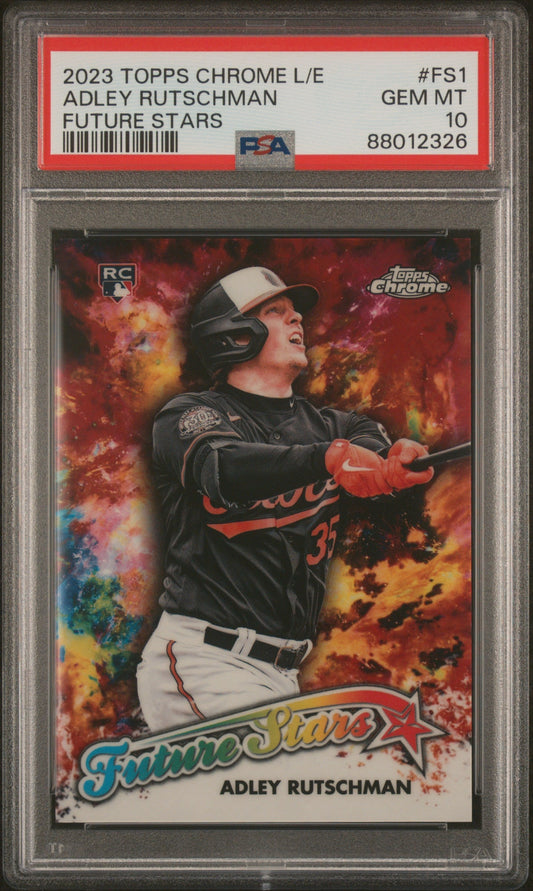 Graded 2023 Topps Chrome Logofractor Edition Adley Rutschman #FS1 Future Stars Rookie RC Baseball Card PSA 10 Gem Mint