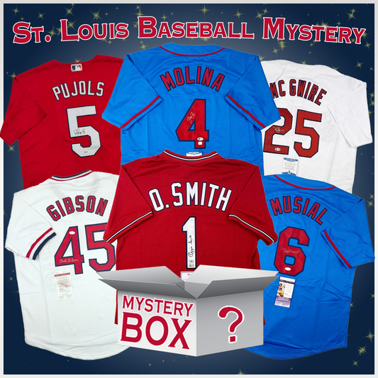 Autographed/Signed St. Louis Baseball Jersey Mystery Box with PSA JSA or Beckett COA