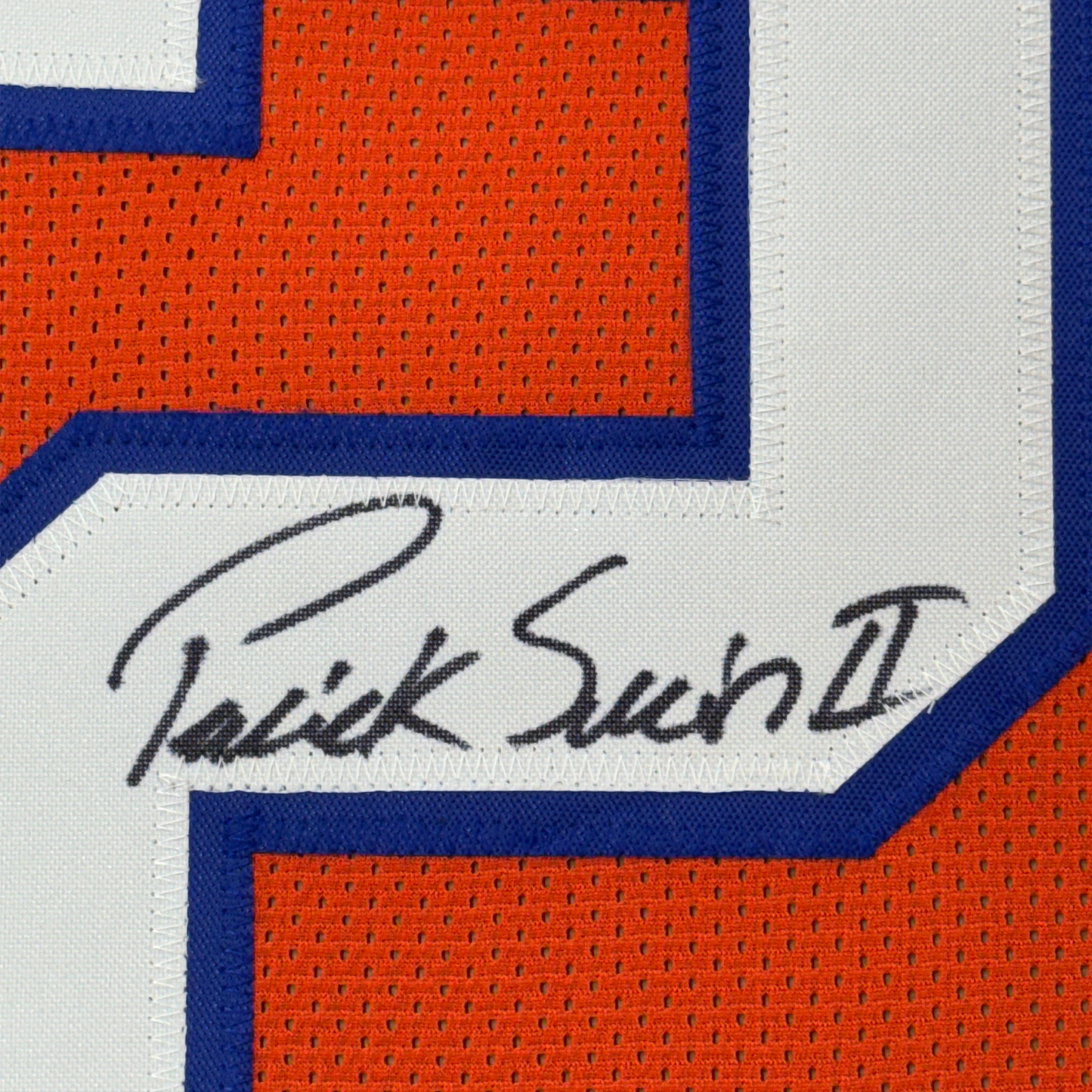 Framed Autographed/Signed Patrick Surtain II 35x39 Denver Retro Orange Football Jersey JSA COA