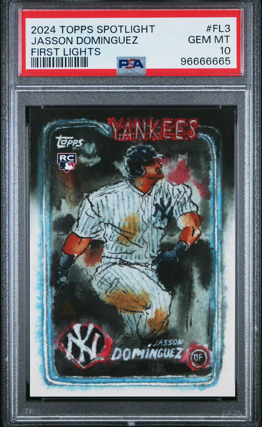 Graded 2024 Topps Spotlight Jasson Dominguez #FL3 First Lights Rookie RC Baseball Card PSA 10 Gem Mint