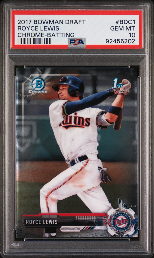Graded 2017 Topps Bowman Draft Royce Lewis #BDC1 Chrome Batting Rookie RC Baseball Card PSA 10 Gem Mint