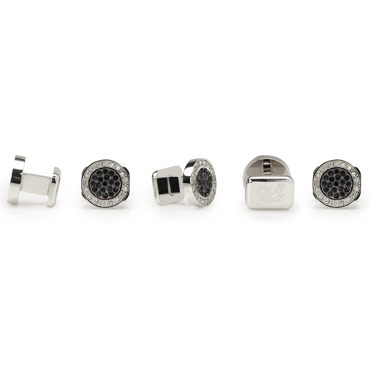 VDP White & Black Pave Crystals Stud Set