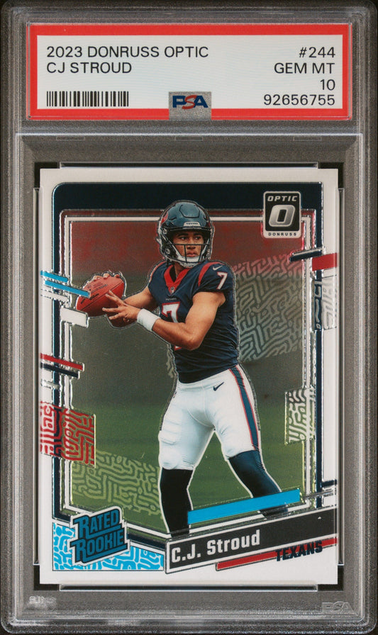 Graded 2023 Panini Donruss Optic CJ Stroud #244 Rookie RC Football Card PSA 10 Gem Mint