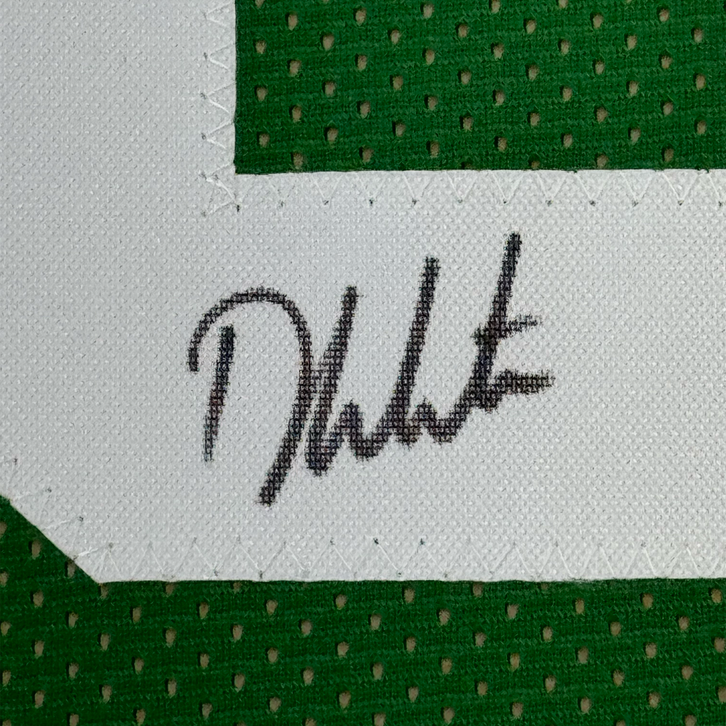 Framed Autographed/Signed Derrick White 35x39 Boston Green Basketball Jersey JSA COA