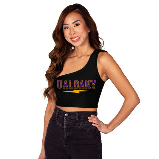 University at Albany Lightning One Shoulder Top