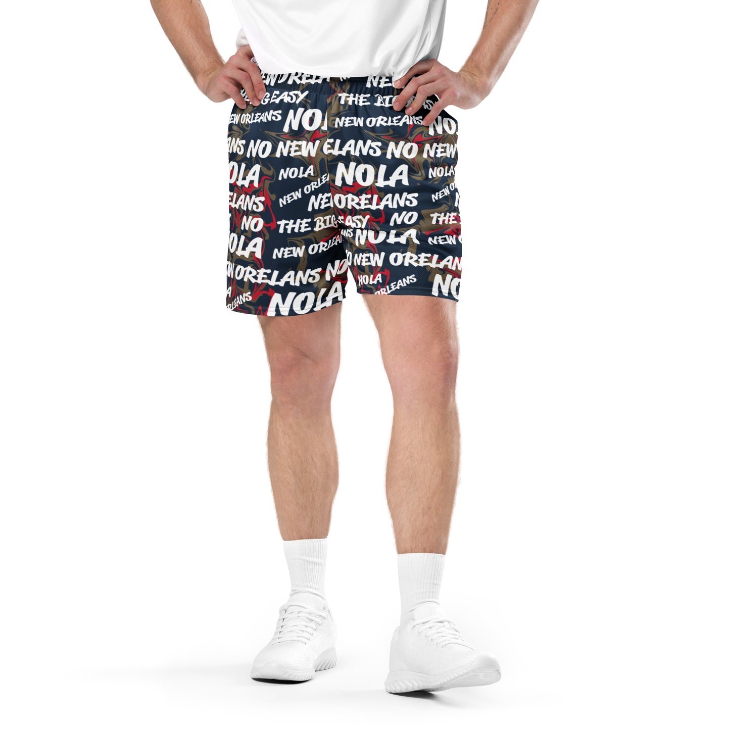 New Orleans Pelicans All-Over Navy Team Color Mesh Shorts