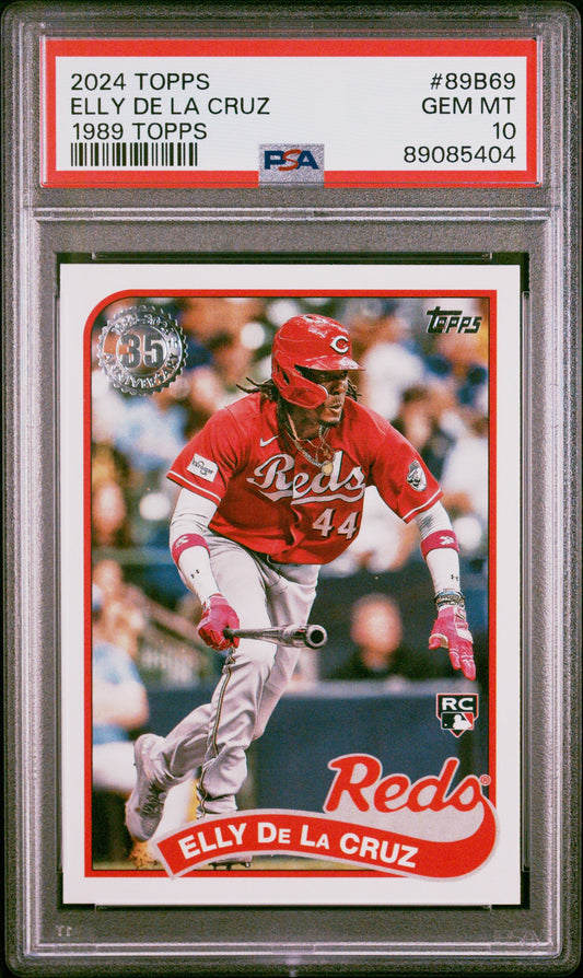 Graded 2024 Topps Elly De La Cruz #89B69 1989 Topps Rookie RC Baseball Card PSA 10 Gem Mint