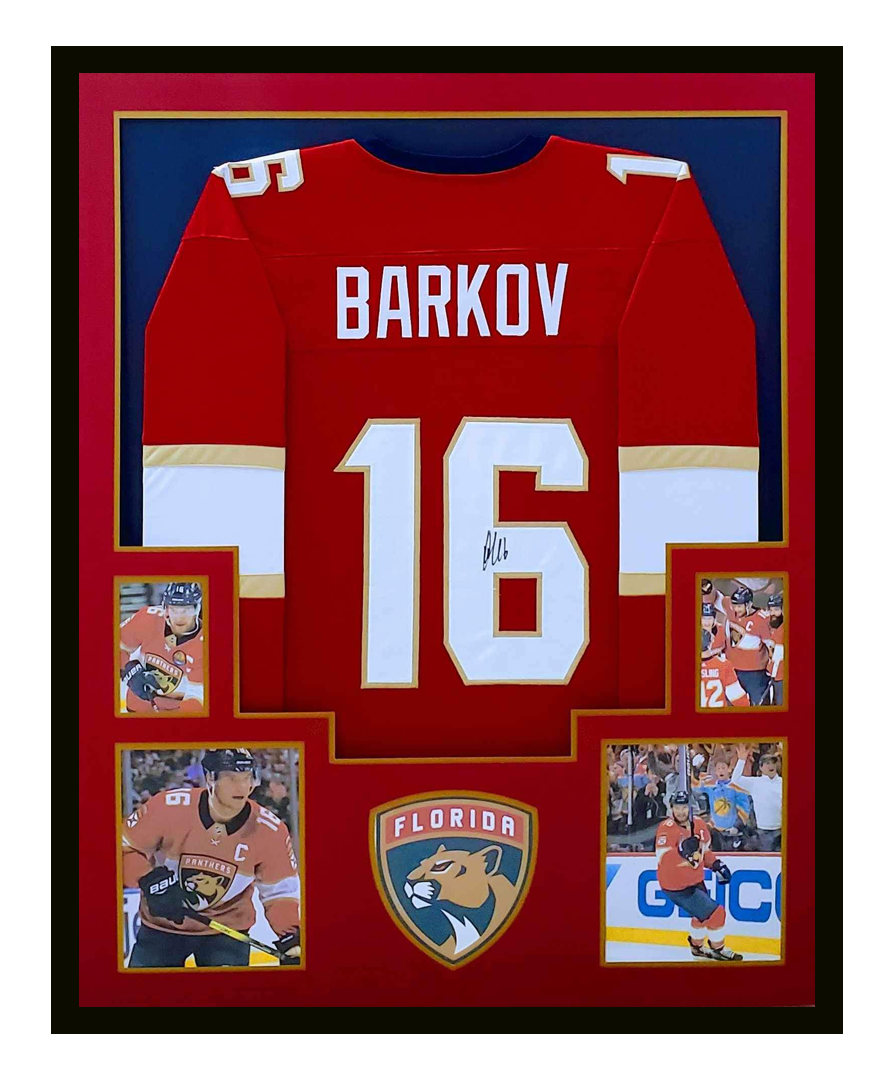 Aleksander Barkov Autographed & Framed Home Florida Panthers Jersey 35X43