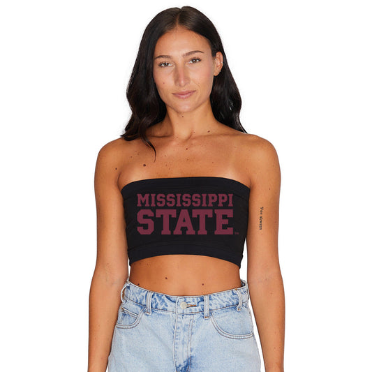 Mississippi State Black Bandeau Top