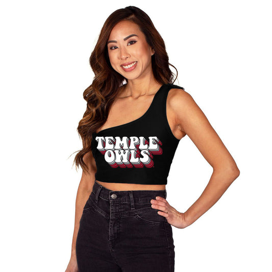 Temple Owls Black One Shoulder Top