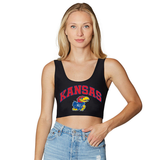 Kansas Jayhawks Black Crop Tank Top
