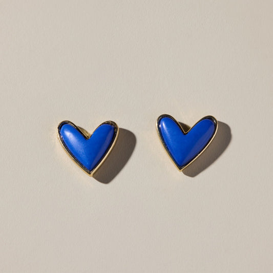 Blue Stone Sweetheart Studs