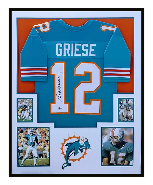 Bob Griese Autographed Miami Dolphins Jersey Framed 35x43 BAS COA