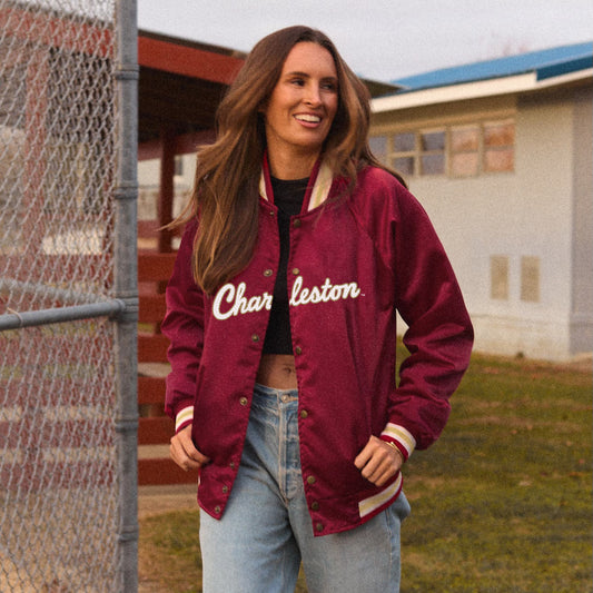 College of Charleston Satin Letterman Bomber Jacket