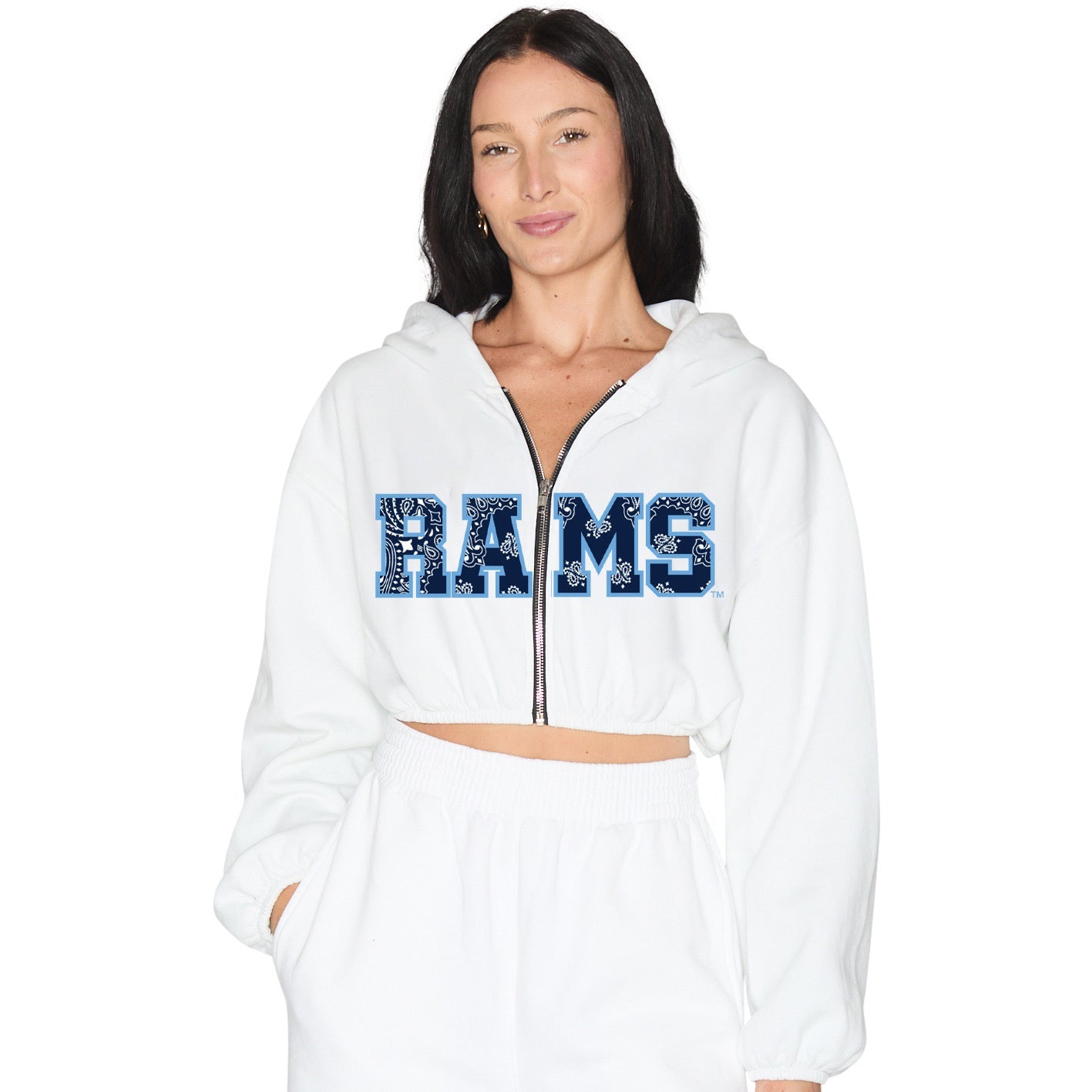 Rhode Island Rams Cinched Zip Up Hoodie