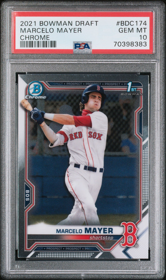 Graded 2021 Topps Bowman Draft Marcelo Mayer #BDC174 Chrome Rookie RC Baseball Card PSA 10 Gem Mint