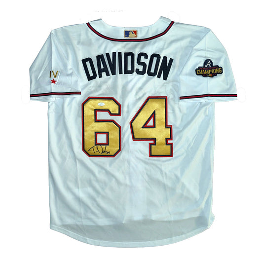 Tucker Davidson Atlanta Braves 2021 World Series Autographed Jersey JSA COA