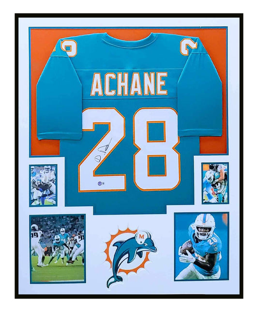 De'Von Achane Autographed Miami Dolphins Jersey Framed 35x43 Beckett COA