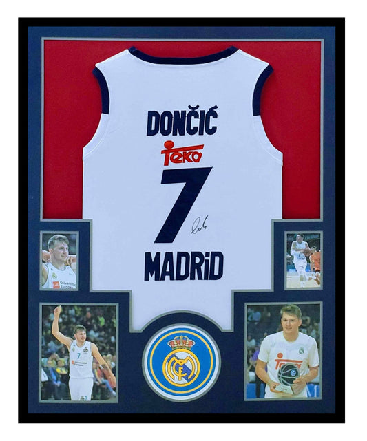 Luka Doncic Autographed Jersey Framed 35x43 Dallas Mavericks