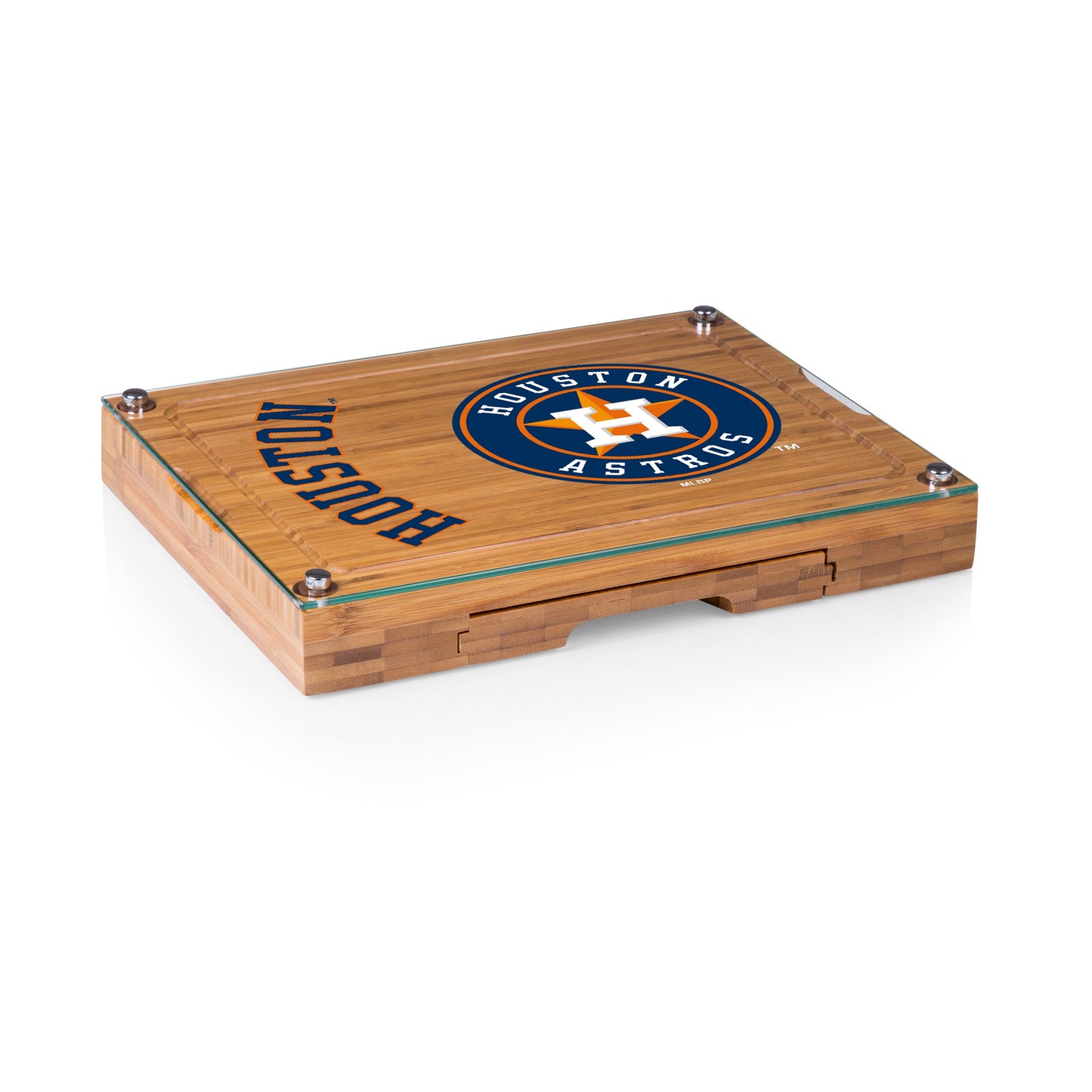 Houston Astros - Concerto Glass Top Cheese Cutting Board & Tools Set