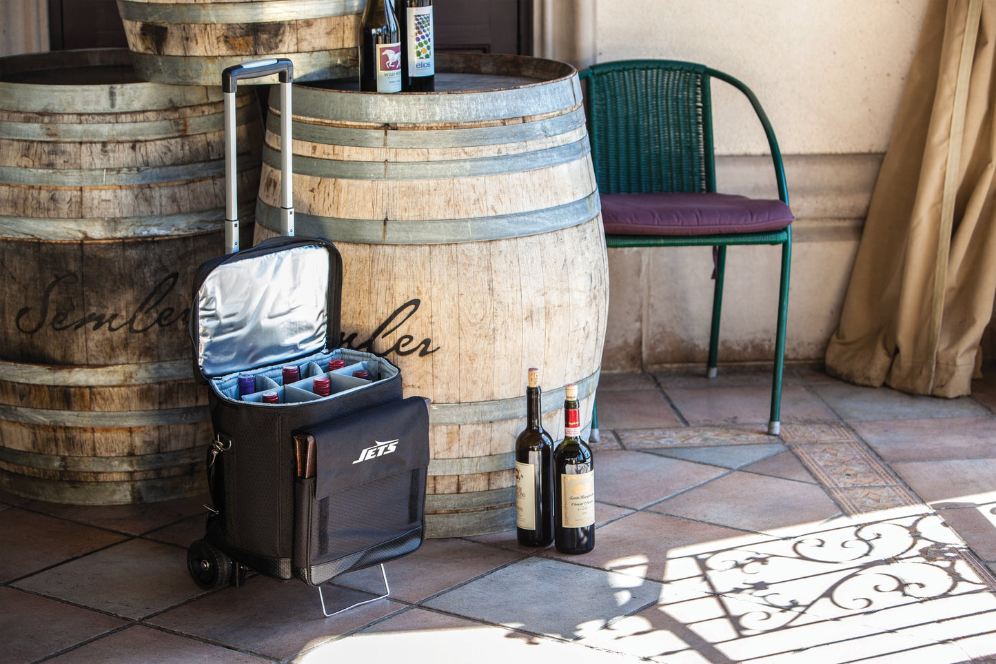 New York Jets - Cellar 6-Bottle Wine Carrier & Cooler Tote with Trolley