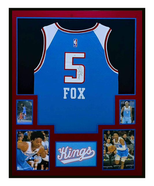 De'Aaron Fox Autographed Jersey Framed 35x43 Sacramento Kings JSA COA