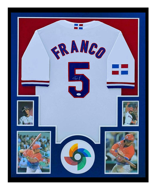 Wander Franco Autographed Jersey Framed Dominican Republic WBC 35x43 JSA COA