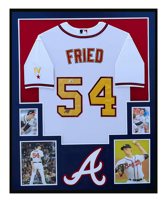 Max Fried Autographed Jersey Framed Atlanta Braves 35x43 JSA COA