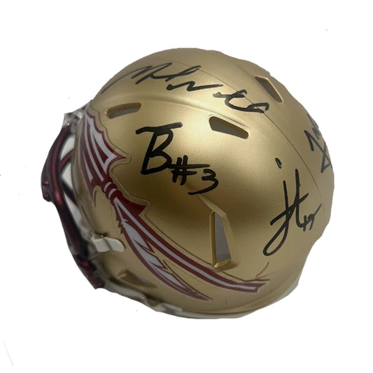 Jordan Travis, Benson, Verse, Norvell Autographed Florida State Mini Helmet