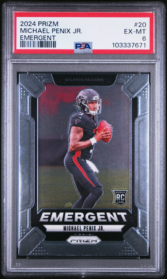 Graded 2024 Panini Prizm Michael Penix Jr #20 Emergent Rookie RC Football Card PSA 6 Ex Mint