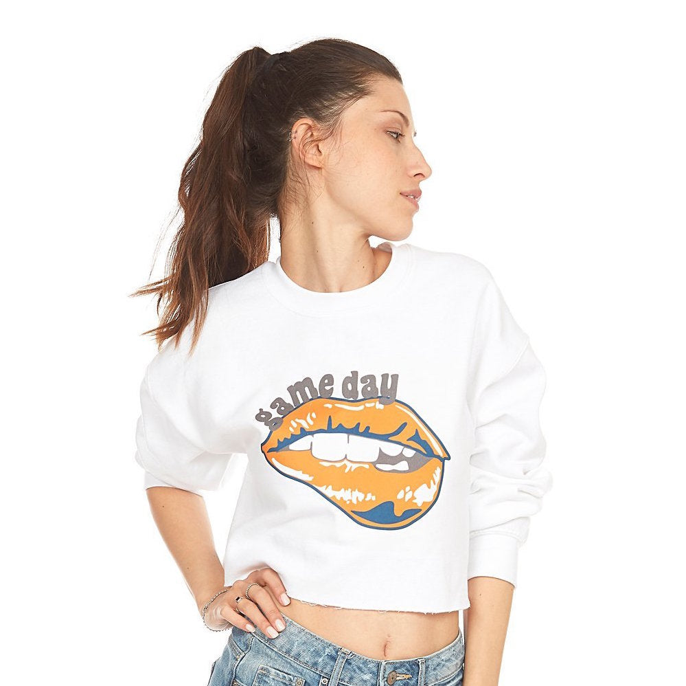 Game Day Lips Cropped Sweatshirt