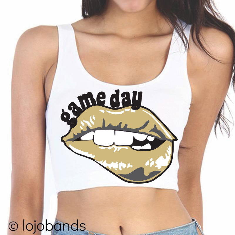 Game Day Lips Crop Tank Top