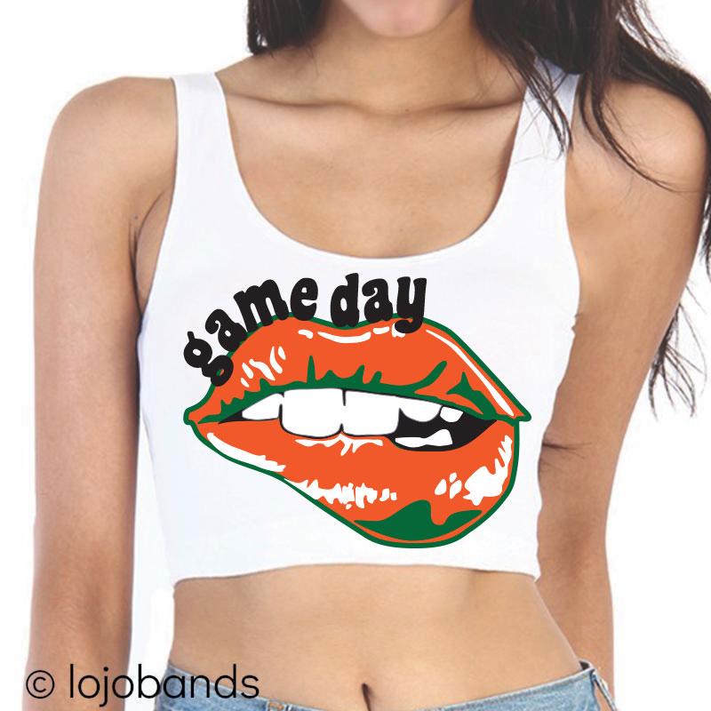Green & Orange Game Day Crop Tank Top