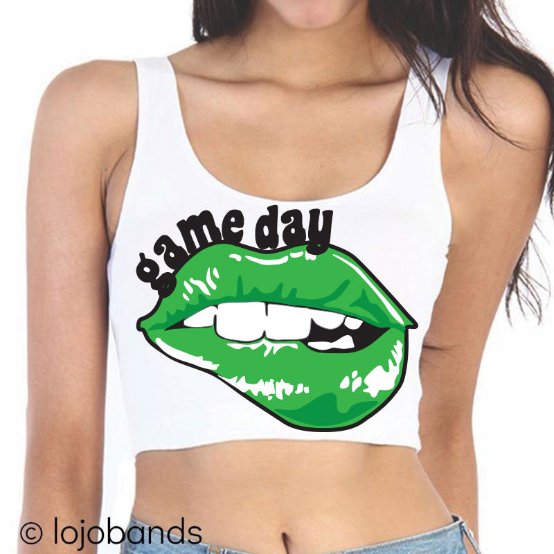 Game Day Lips Crop Tank Top