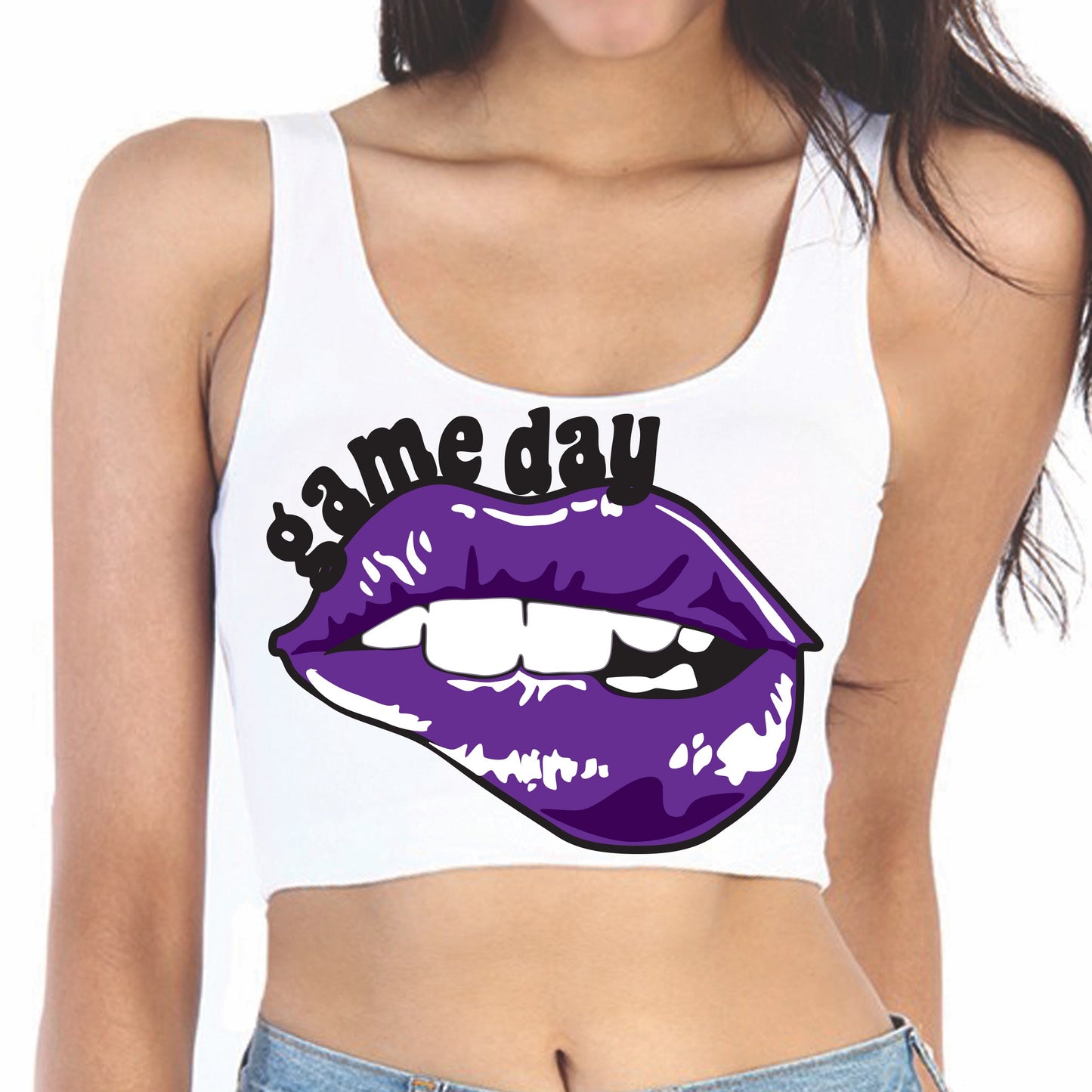 Game Day Lips Crop Tank Top