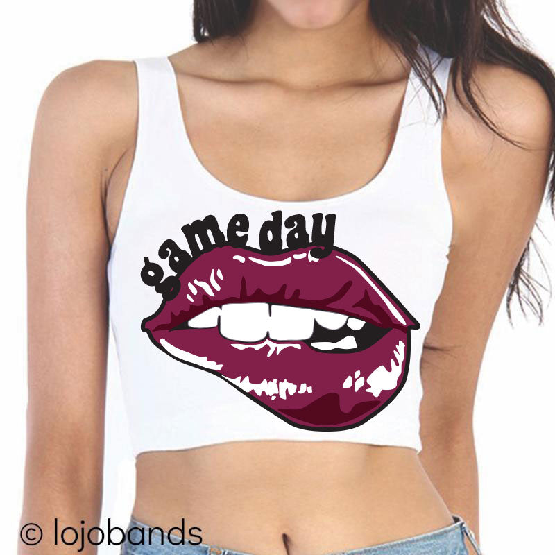 Game Day Lips Crop Tank Top