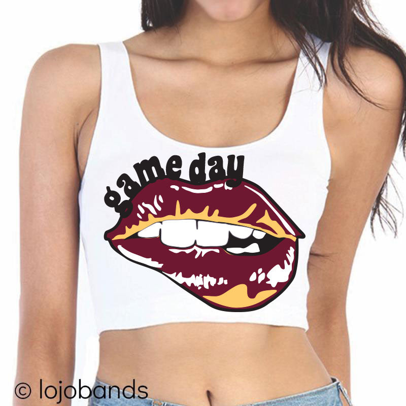 Game Day Lips Crop Tank Top