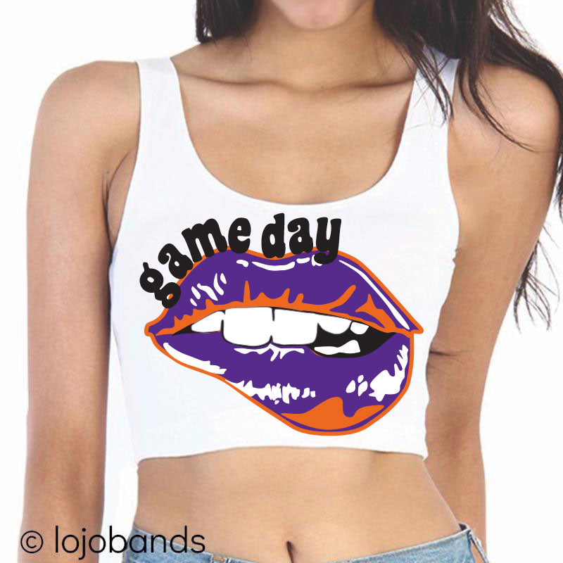 Game Day Lips Crop Tank Top