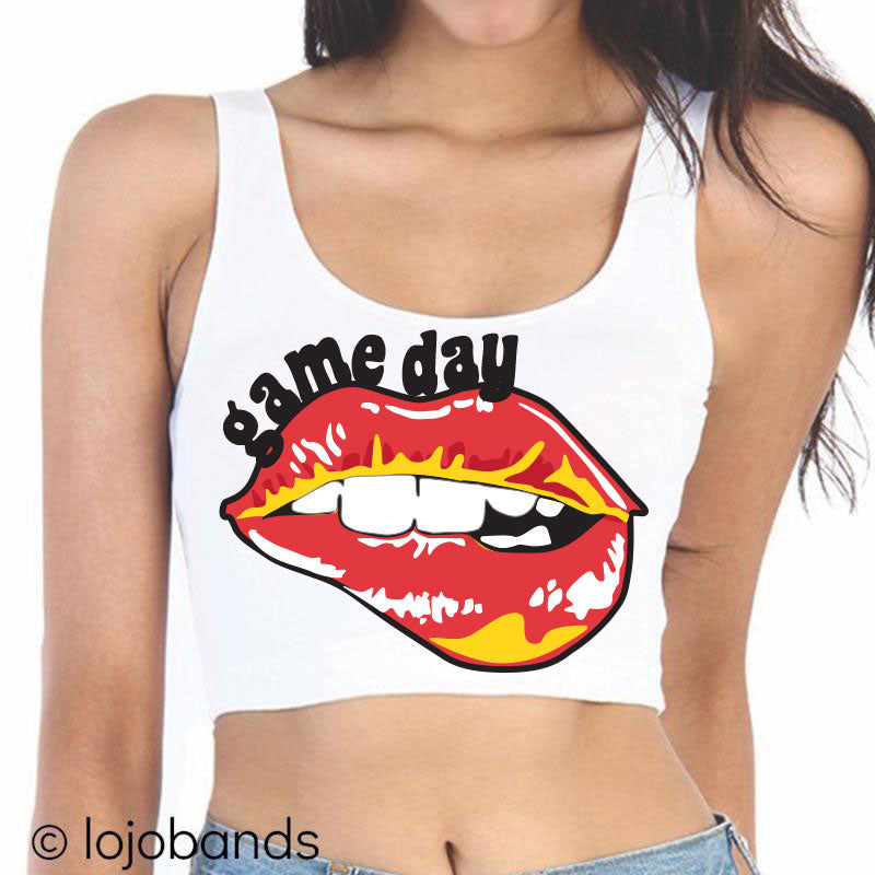 Game Day Lips Crop Tank Top