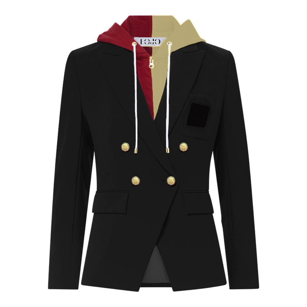Maroon & Gold Hooded Blazer Jacket